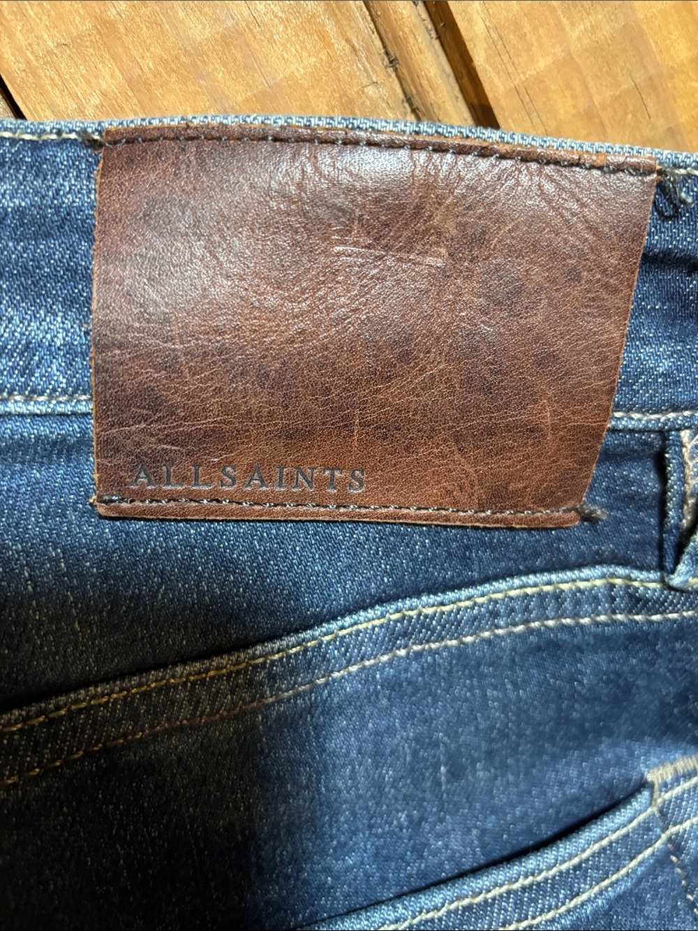 Men's All Saints cigarette Fit Blue Jeans - Classic Washed Denim - Picture 6 of 11